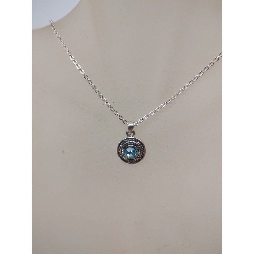 Pure Allure Swarovski Blue Zircon Necklace Earrings Set Birthstone December